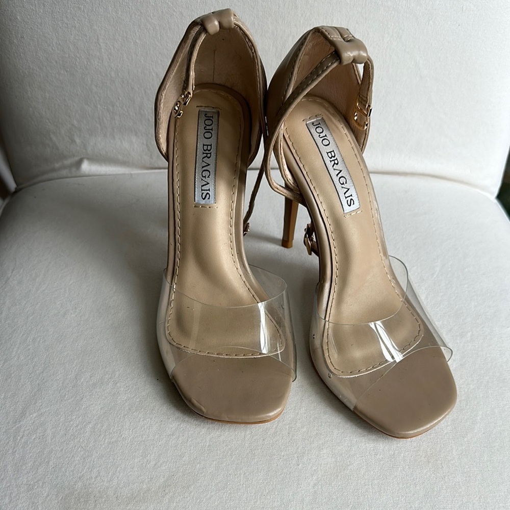 Jojo Bragais clear and nude heel